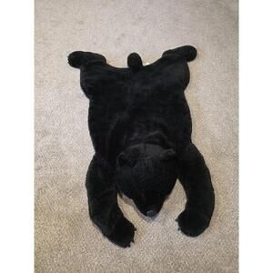 Black Bear Faux Fur Playful Decorative Rug Chrisha Creations Cabin Core
